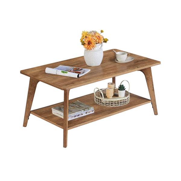 VASAGLE Maezo Collection - Coffee Table, 2-Tier Living Room Table with Storage, Center Table with Rounded Corners ULCT249K01