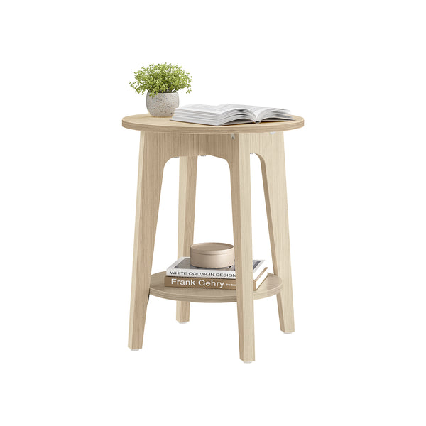 VASAGLE Small Round End Table with Lower Shelf ULET283N01