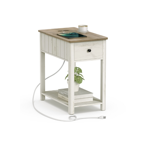 VASAGLE Side Table with Charging Station ULET318W73