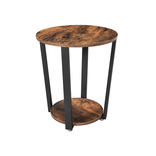 VASAGLE Industrial Round Side Table Rustic Brown & Black ULET57X