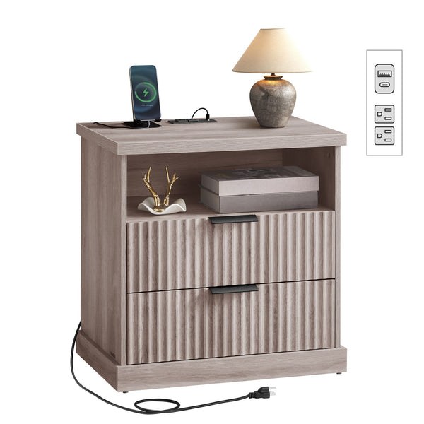 VASAGLE MAXE Collection - Nightstand with Charging Station ULET626G01S