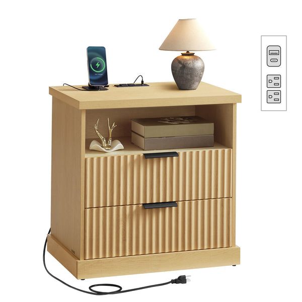 VASAGLE VASAGLE MAXE Collection - Nightstand with Charging Station ULET626Y01S