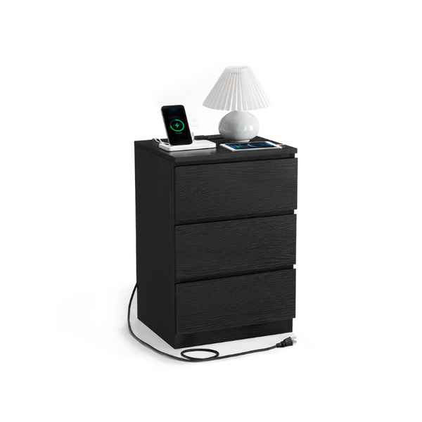 VASAGLE Nightstand with Charging Station ULET631B58