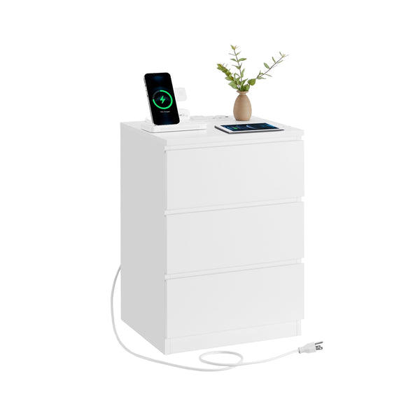 VASAGLE Kailyn Collection - Nightstand with Charging Station ULET631W16