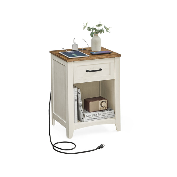 VASAGLE Liry Collection - Nightstands with Charging Station and Open Compartment ULET659K41