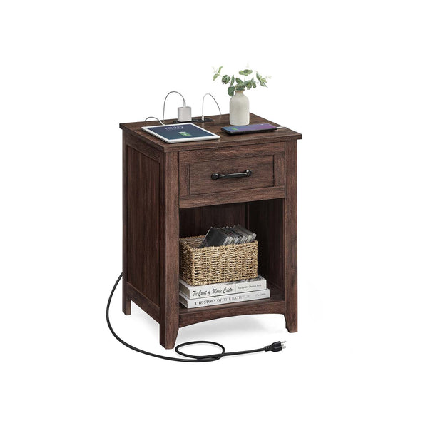 VASAGLE Nightstands with Charging Station and Open Compartment ULET659K51