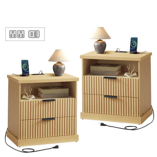 VASAGLE VASAGLE MAXE Collection - Set of 2 Nightstands with Charging Station ULET926Y01