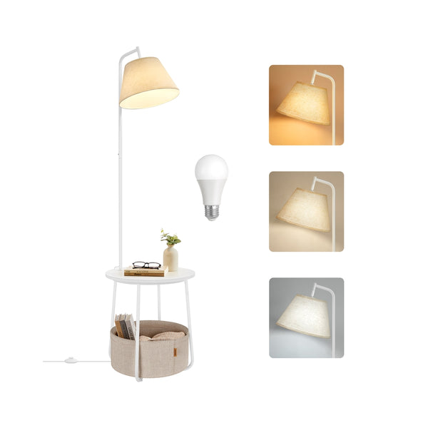 VASAGLE Lilea Collection - VASAGLE End Table with Lamp, 3-in-1 Floor Lamp with Table and Fabric Basket for Living Room, Tunable LED Bulb Included ULFL004WC01S