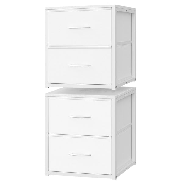 SONGMICS Stackable fabric drawers with wood top ULGS142W101
