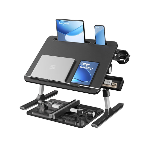 SONGMICS Foldable bed laptop desk with adjustable tilt and cup holder ULLD113BC01