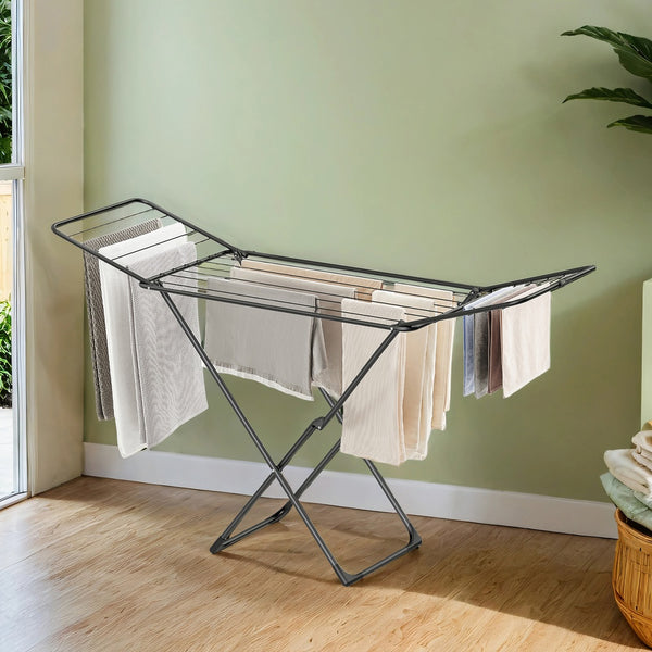 SONGMICS Foldable clothes drying rack with gullwings for laundry use ULLB35R540B01