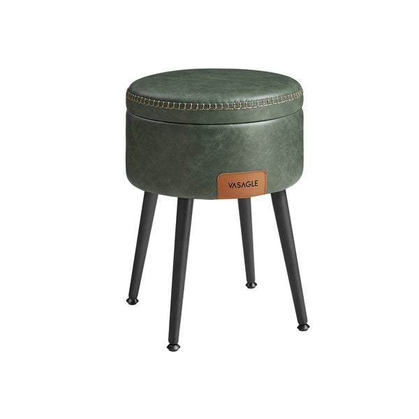 VASAGLE EKHO Collection - Round Storage Ottoman with Steel Legs ULOM005C01