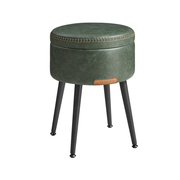 VASAGLE EKHO Collection - Round Storage Ottoman with Steel Legs ULOM005C01