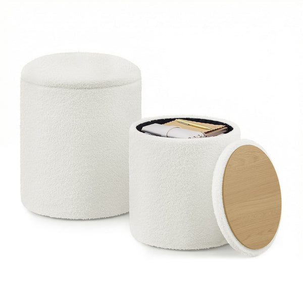 SONGMICS Set of two round storage stools for bedroom and lounge ULOM013WD01