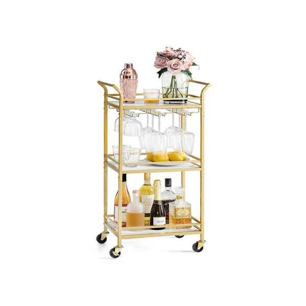 VASAGLE Small Bar Cart with 3-Tier Shelf ULRC101A01