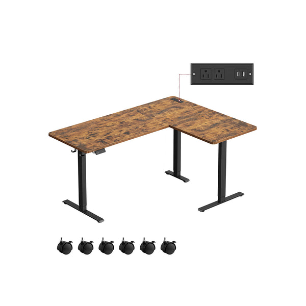 VASAGLE Corner Desk with Power Outlets ULSD242K01