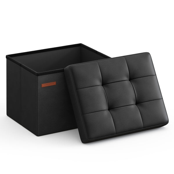 SONGMICS Folding Storage Ottoman Bench, Synthetic Leather ULSF100B01