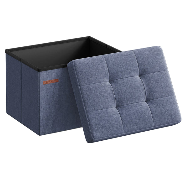 SONGMICS MAZIE Collection - Small Folding Storage Ottoman, Linen-Look Fabric ULSF102Q01