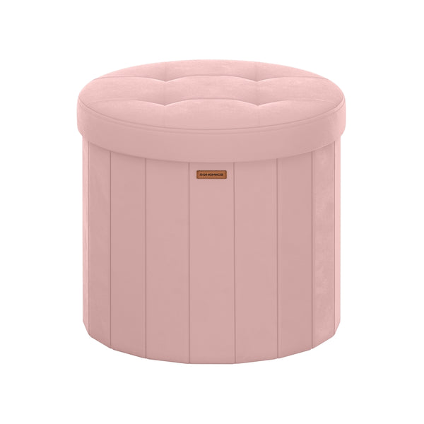 SONGMICS Round Storage Ottoman with Removable Lid ULSF608R01