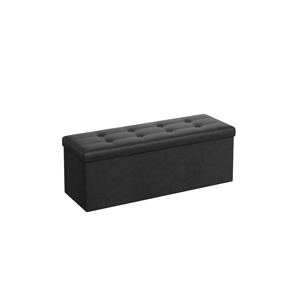 SONGMICS Black Folding Storage Ottoman Bench with Lid LSF701