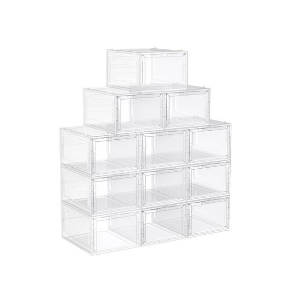 SONGMICS Clear Shoe Boxes, up to US Size 13 ULSP032W12