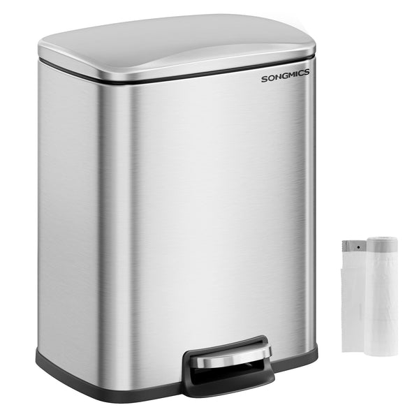 SONGMICS Stainless steel kitchen trash can with soft close lid and inner bucket ULTB543E01