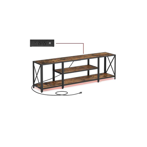 VASAGLE VASAGLE TV Stand with Power Outlets and LED Lights, for TVs up to 60 Inches, Entertainment Center with Open Storage Shelves ULTV121K01