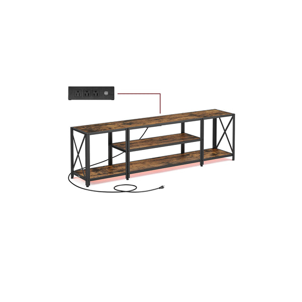 VASAGLE TV Stand with Power Outlets and LED Lights ULTV122K01