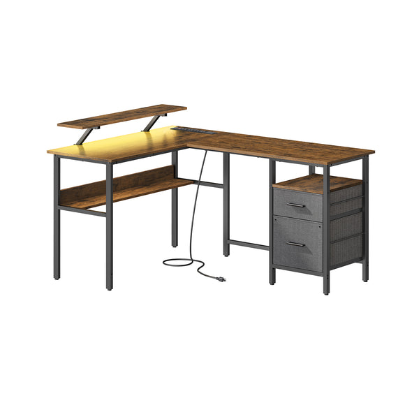 VASAGLE L-Shaped Desk with Power Outlets ULWD095K03