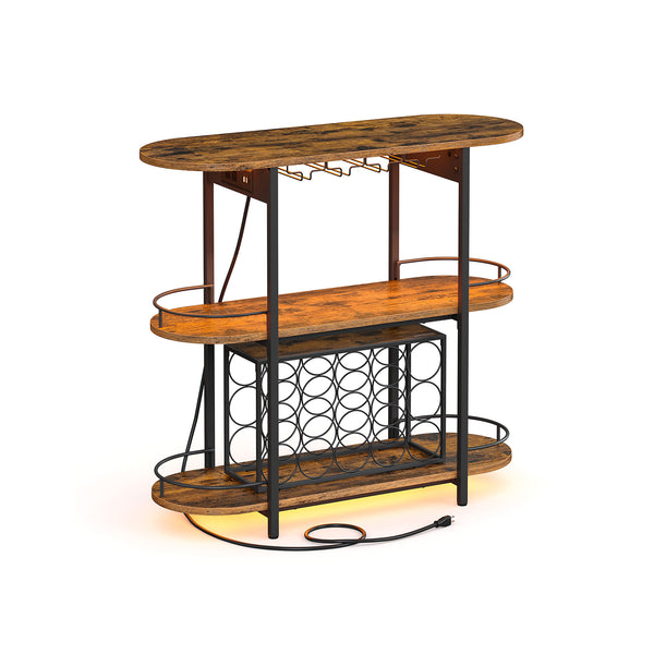 VASAGLE Bar Cabinet with LED Lights and Power Outlets ULWR007K01