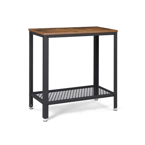 VASAGLE Industrial Rustic Brown Side Table with Mesh Shelf ULET31BX