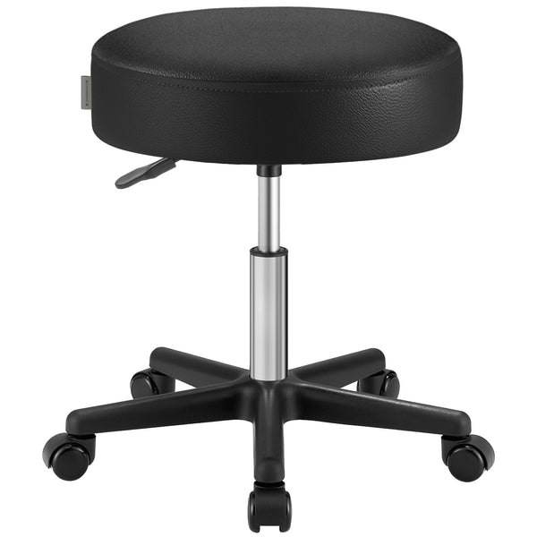 SONGMICS Height Adjustable Swivel PU Leather Rolling Stool UOSC061B101