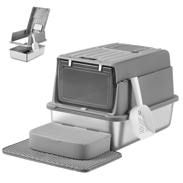 Feandrea Feandrea Stainless Steel Cat Litter Box with Flip Lid UPPT007GD01