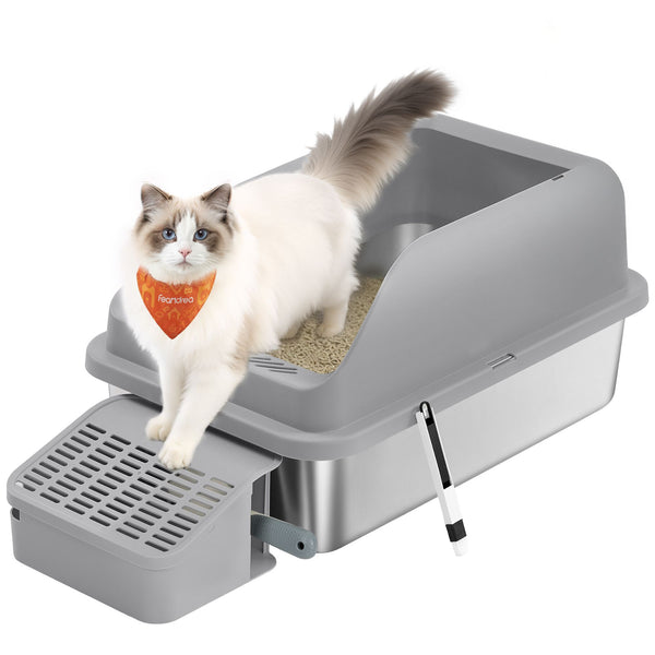 Feandrea Feandrea Stainless Steel Cat Litter Box with Open Top UPPT008GN01
