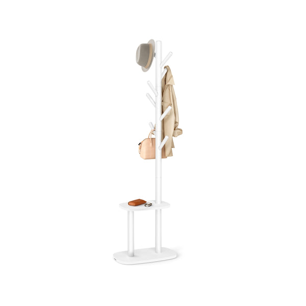 VASAGLE Coat Rack with 8 Hooks and Storage Shelf URCR040W01
