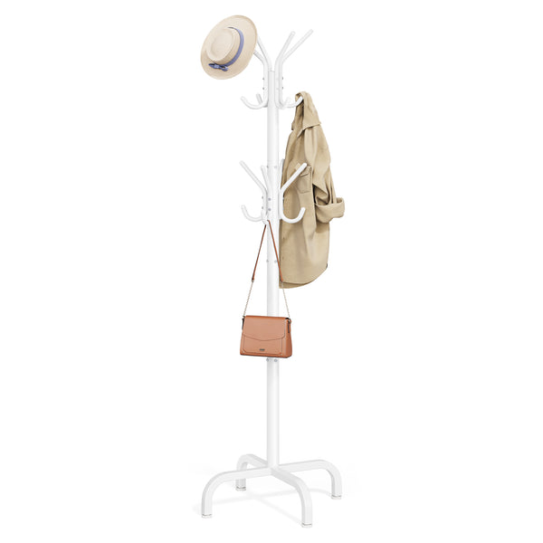 SONGMICS Freestanding Metal Stand with Hanging Hooks and Stable Base URCR083WC01S