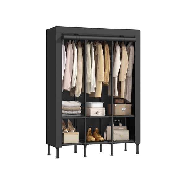 SONGMICS Wardrobe Closet with 3 Hanging Rails and 6 Shelves URDR093B01