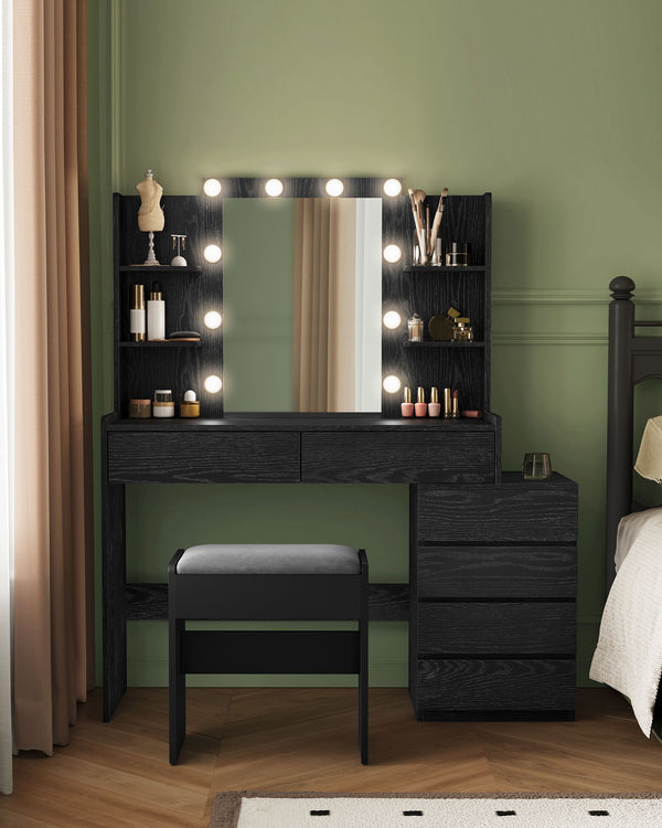 VASAGLE VASAGLE Vanity Desk with Mirror and LED Lights URDT122B01