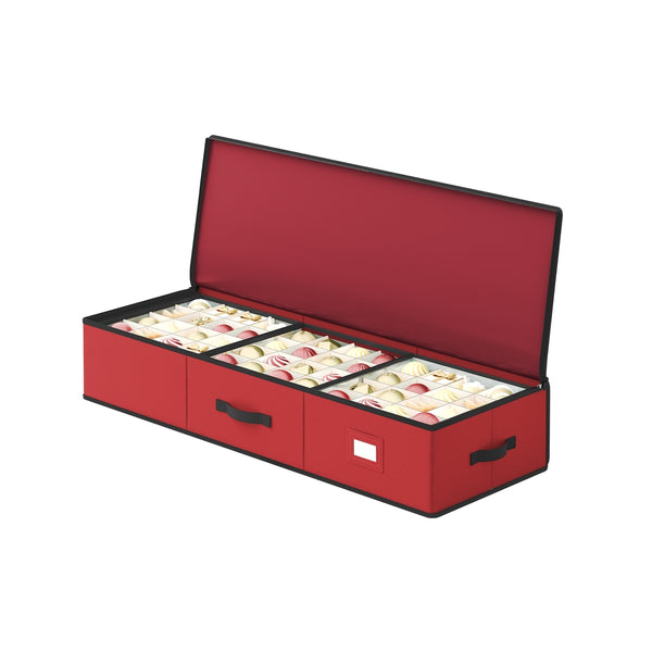 SONGMICS SONGMICS Christmas Ornament Storage Box, Bauble Storage Box with Dividers, Oxford Fabric, Zippers, Side Handles, Under the Bed URFB042R01