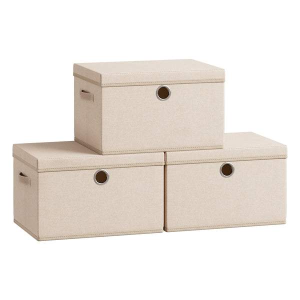 SONGMICS Stackable fabric storage boxes with lids and handles URFB540LF01