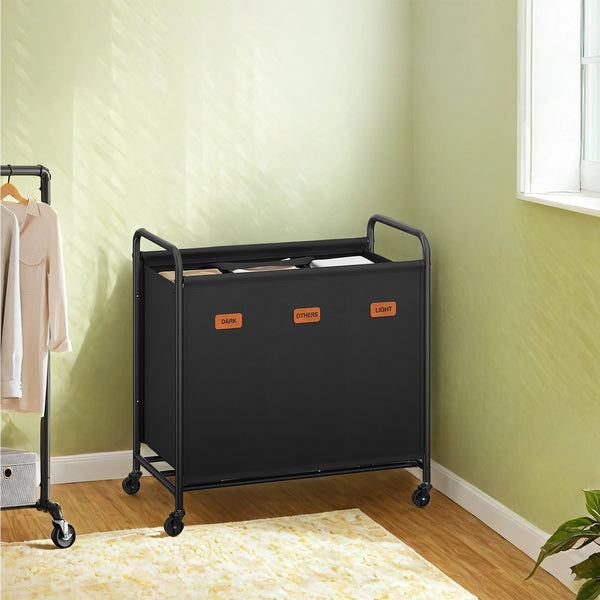 SONGMICS Rolling laundry sorter cart with removable bags for home URLB35S330B01