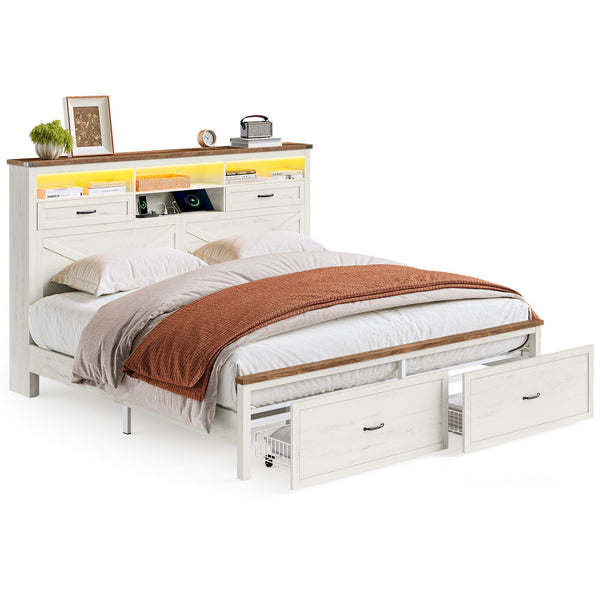 VASAGLE VASAGLE King Bed Frame with Storage Headboard URMB424W01S