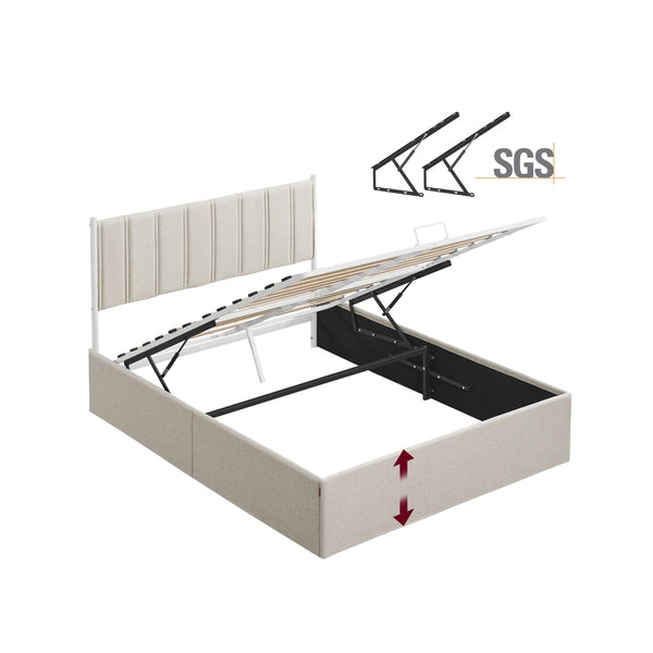 VASAGLE Lift Up Storage Bed Frame Queen Size URMB601W01V1