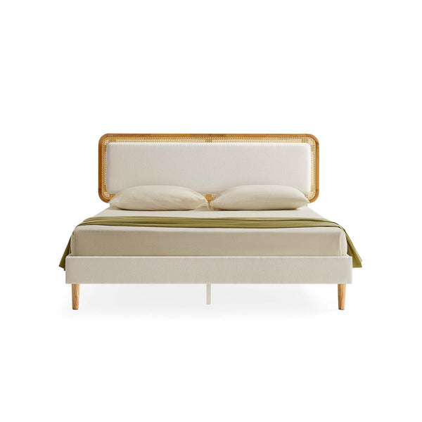 VASAGLE BOHOVEN Collection - Bed Frame with Rattan-Like Adjustable Headboard URMB721W01