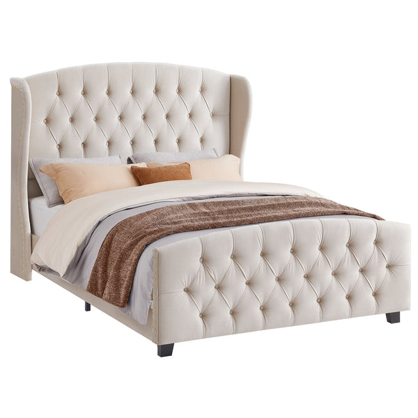 VASAGLE Bed Frame with Tall Headboard and Upholstered Platform URMB881W01