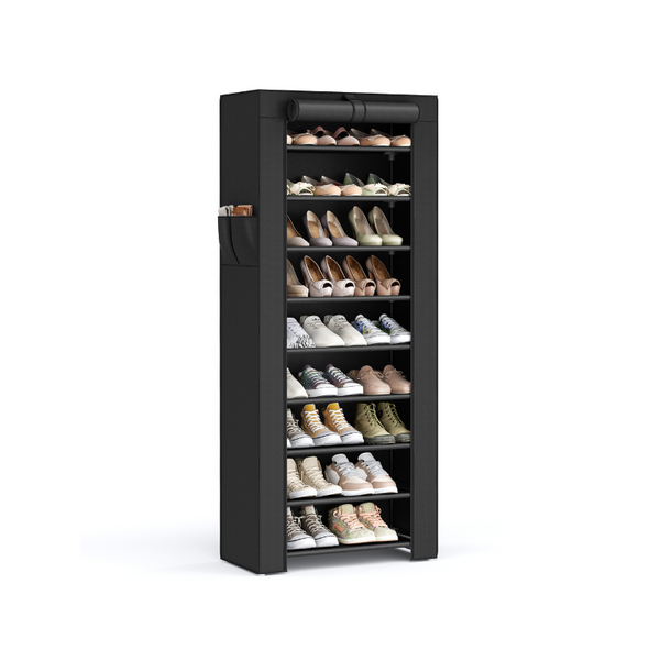 SONGMICS 10-Tier Shoe Tower Rack with Cover URXJ10H