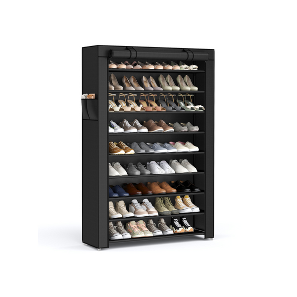 SONGMICS 10-Tier Shoe Tower Rack with Cover URXJ36HV1