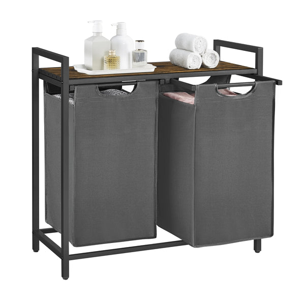 VASAGLE 2 Bags Laundry Hamper with Removable Bags UBLH201G01
