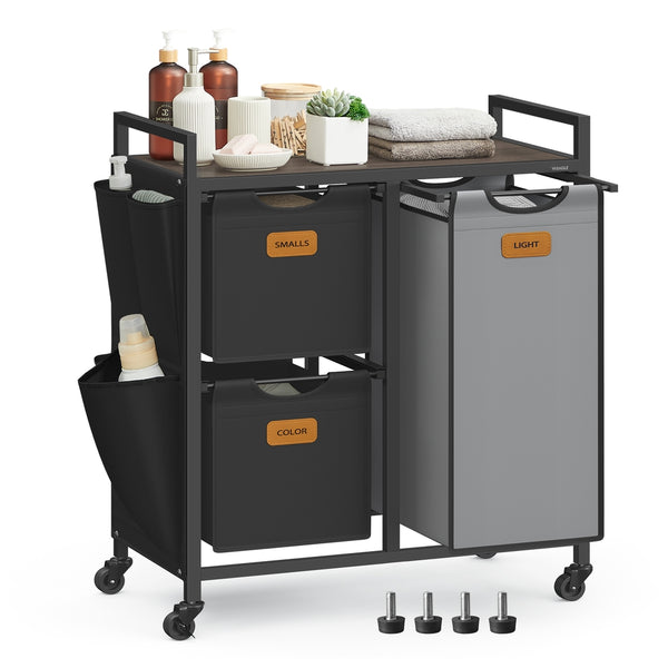 VASAGLE Laundry Hamper with 4 Compartments UBLH202B01