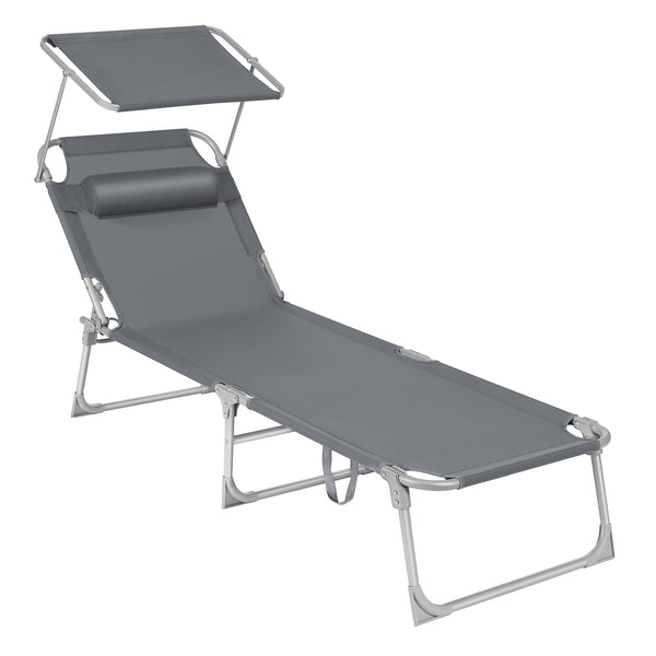SONGMICS Sun Lounger with Sunshade Headrest Adjustable Backrest UGCB19UV1